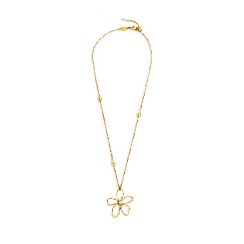 Collana fiore con perla centrale