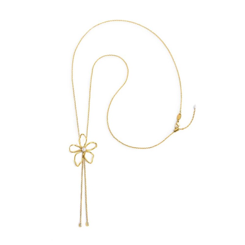 Collana fiore saliscendi con perla centrale