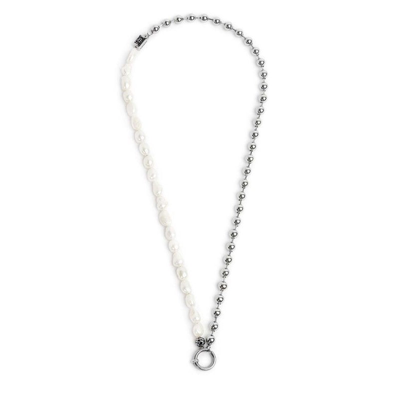 Collana perle fiume masticate con catena a sfere - Desidero