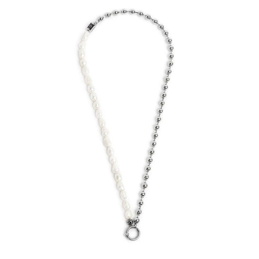 Collana perle fiume masticate con catena a sfere - Desidero