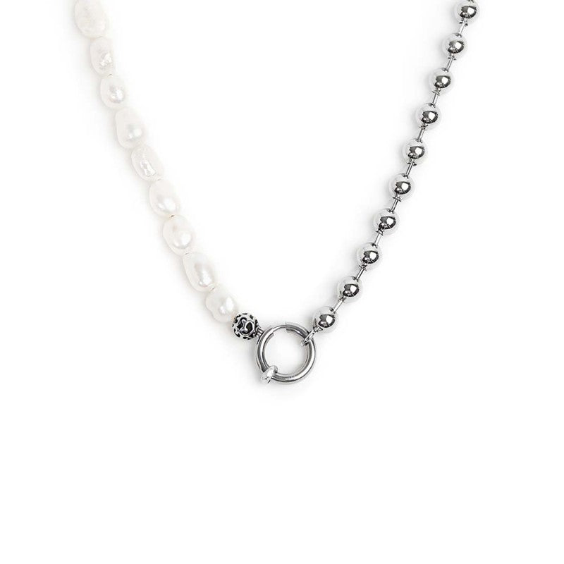 Collana perle fiume masticate con catena a sfere - Desidero