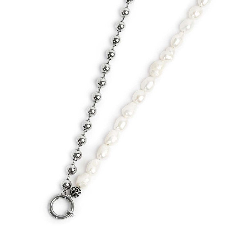 Collana perle fiume masticate con catena a sfere - Desidero