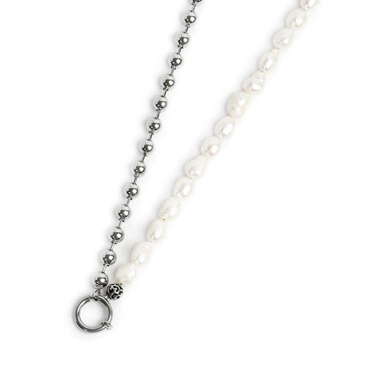 Collana perle fiume masticate con catena a sfere - Desidero