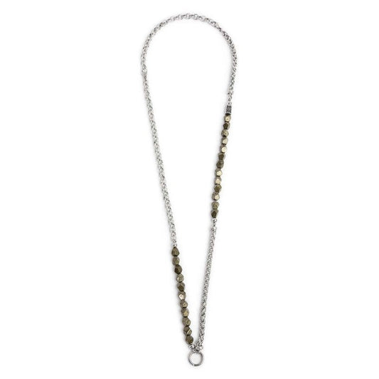 Collana pietre pirite e catena sonaglio e rolò - Desidero