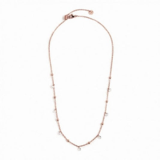 2CO0064R-W COLLANA ROSE' 45CM CON CRISTALLI BIANCHI E SFERE