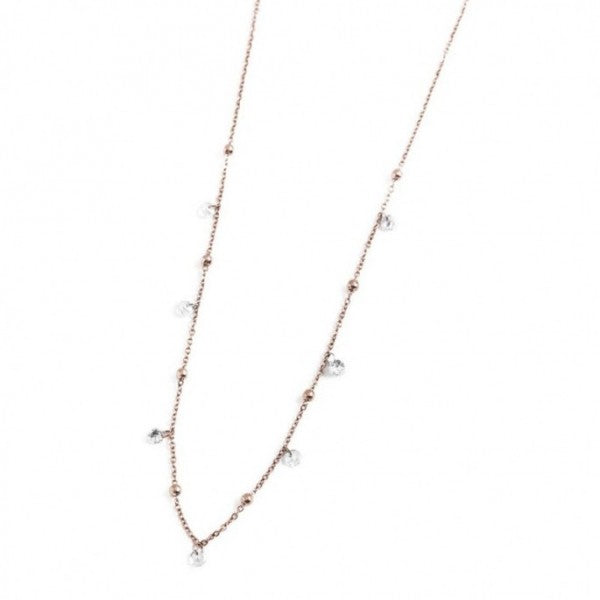 COLLANA ROSE' 45CM CON CRISTALLI BIANCHI E SFERE - Desidero