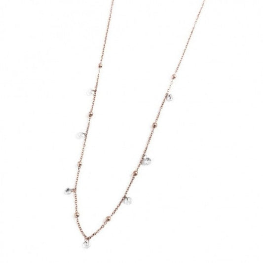 COLLANA ROSE' 45CM CON CRISTALLI BIANCHI E SFERE - Desidero