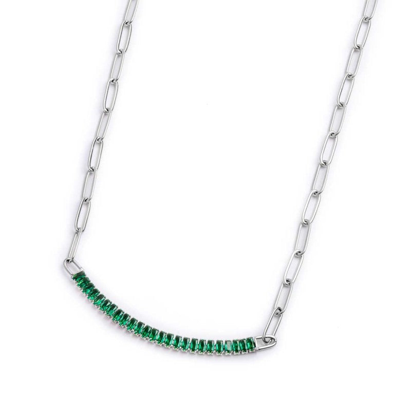 Collana tennis centrale cristalli baguette - Desidero