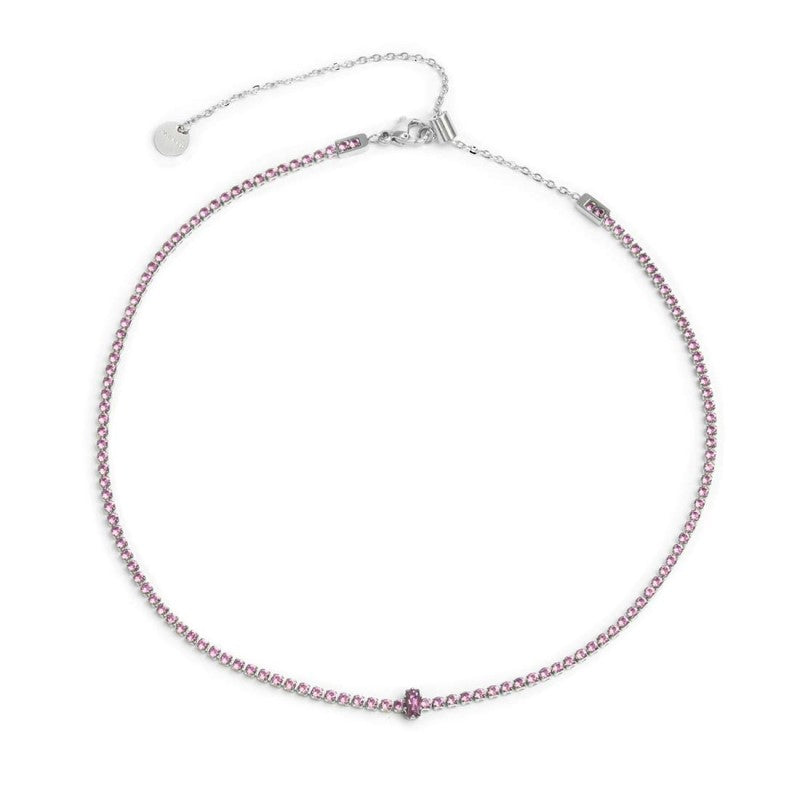 Collana tennis con zirconi e zircone centrale baguette - Desidero