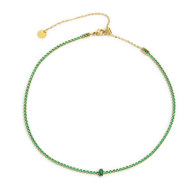 Collana tennis con zirconi e zircone centrale baguette - Desidero
