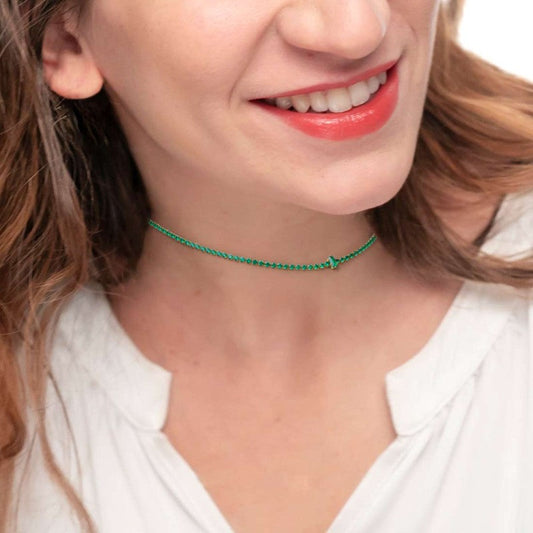 Collana tennis con zirconi e zircone centrale baguette - Desidero