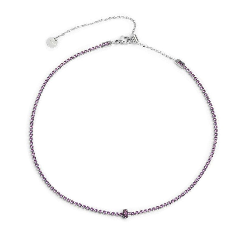 Collana tennis con zirconi e zircone centrale baguette - Desidero