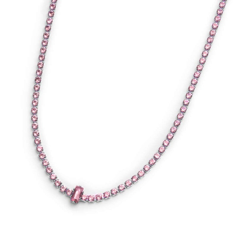 Collana tennis con zirconi e zircone centrale baguette - Desidero