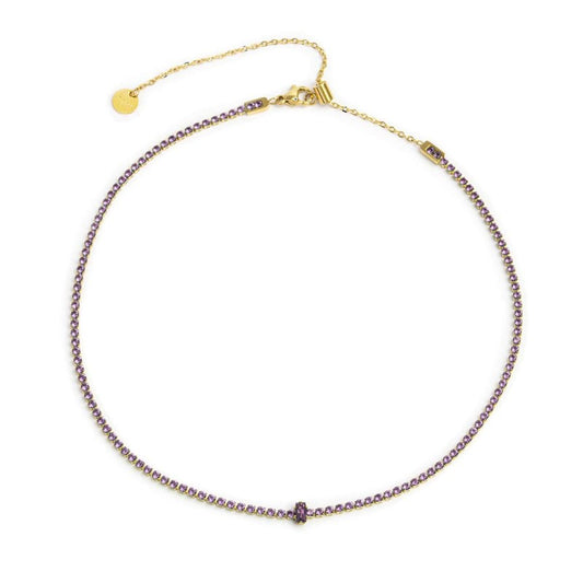 Collana tennis con zirconi e zircone centrale baguette - Desidero