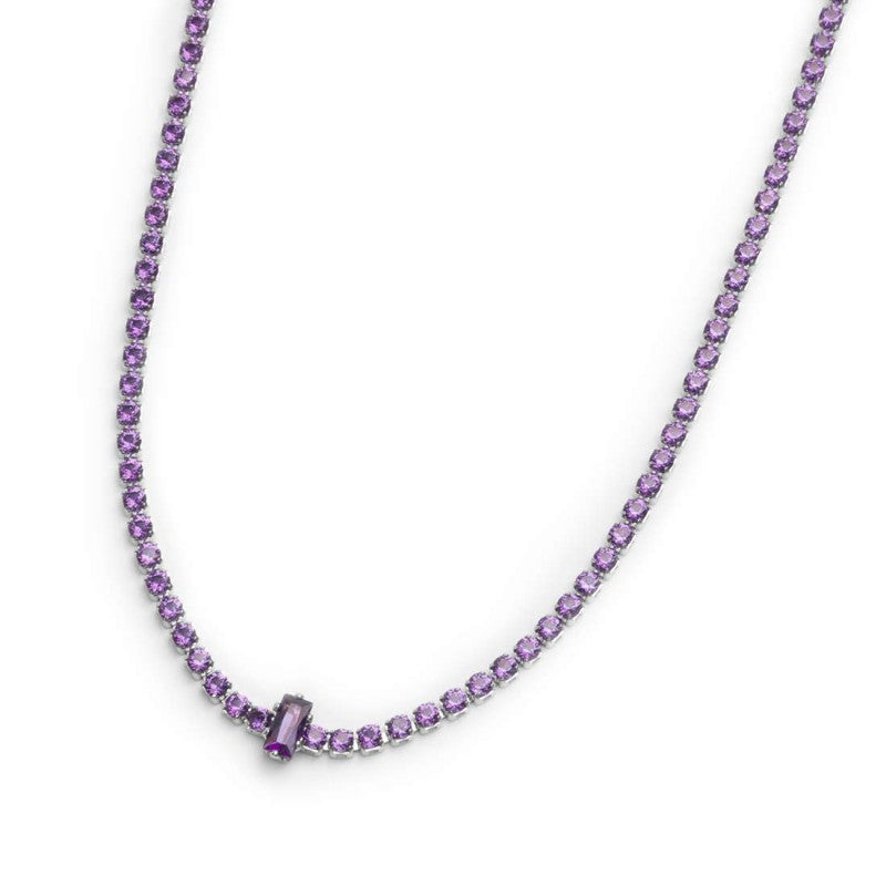 Collana tennis con zirconi e zircone centrale baguette - Desidero