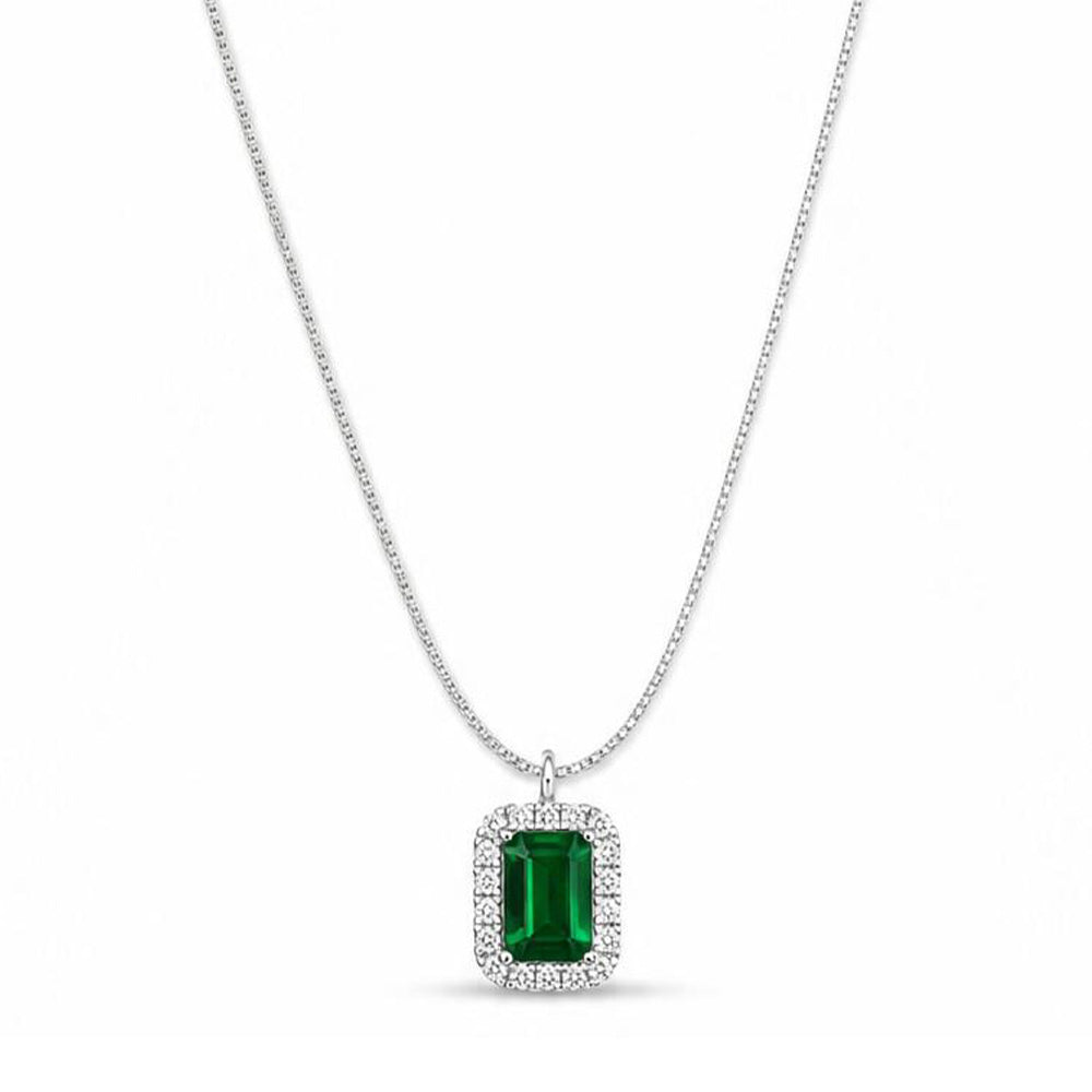 COLLANA GIROCOLLO CON CHARM SMERALDO-Silver 925