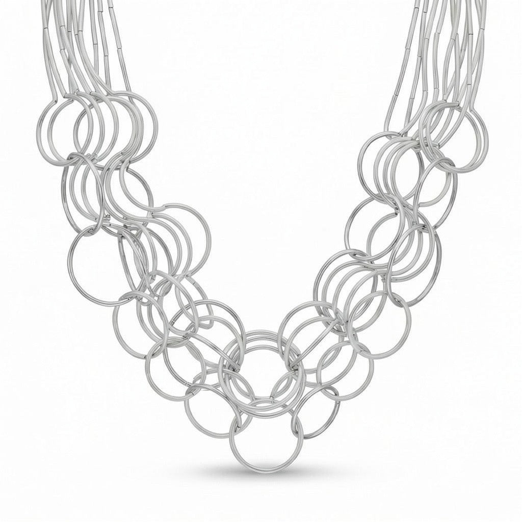 COLLANA GIROCOLLO MULTIFILO CON TRAMA ONDULATA