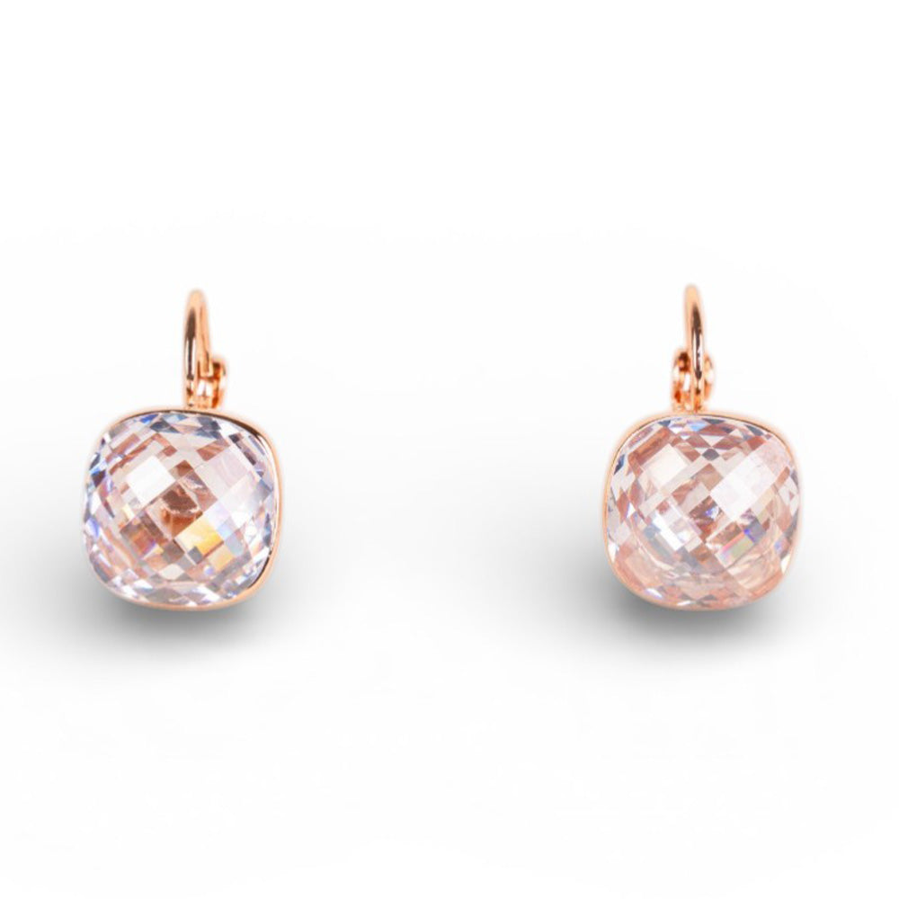 ORECCHINI PENDENTI CON PIETRA CENTRALE E CHIUSURA A MONACHELLA