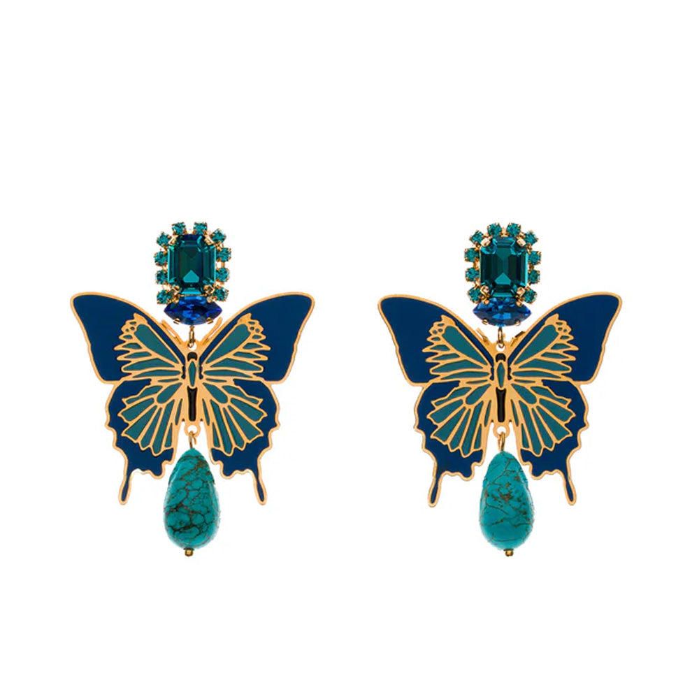 ORECCHINI PENDENTI SECRET GARDEN BUTTERFLY BLUE