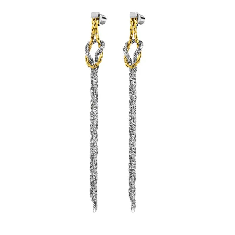 ORECCHINI PENDENTI CON NODO CATENA SNAKE E CATENA FOXTAIL