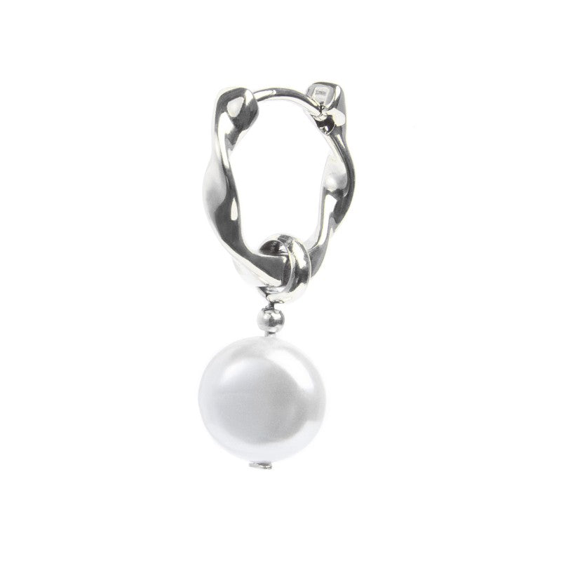 Orecchino a cerchio 1,4cm con perla pendente