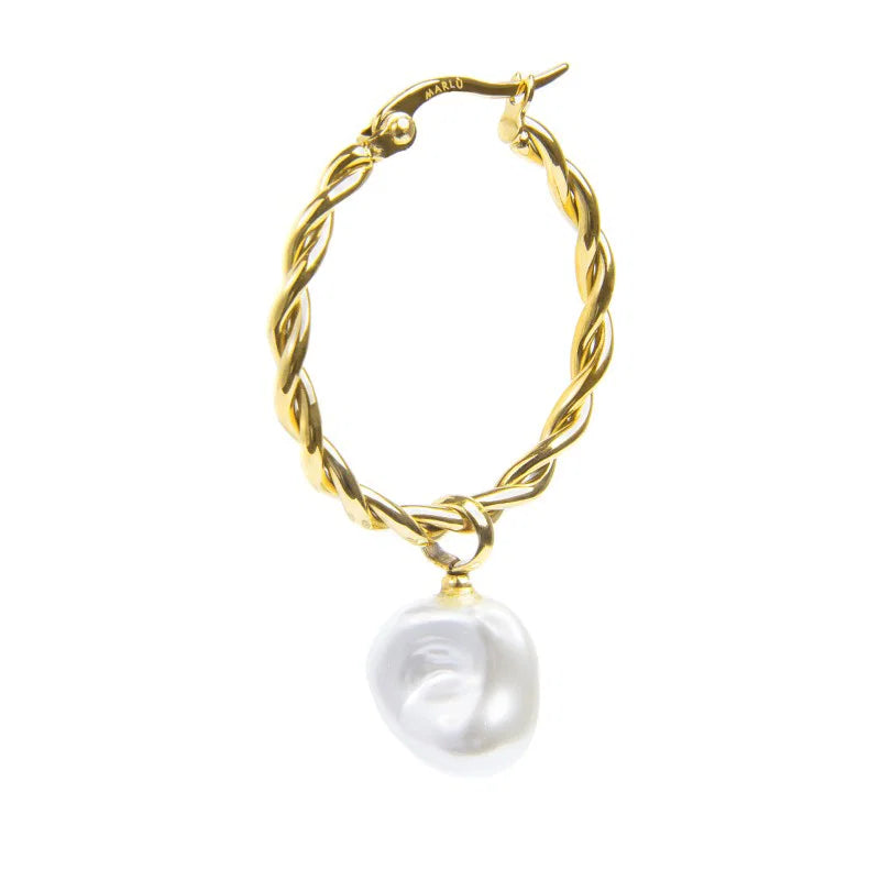 ORECCHINO A CERCHIO 2,7CM CON PERLA PENDENTE