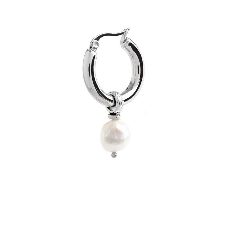 Orecchino a cerchio con perla pendente - Desidero