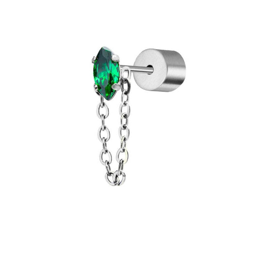 Orecchino a lobo con zircone e catena cross - Desidero