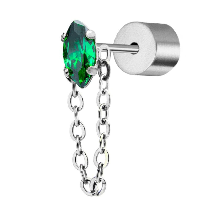 Orecchino a lobo con zircone e catena cross - Desidero