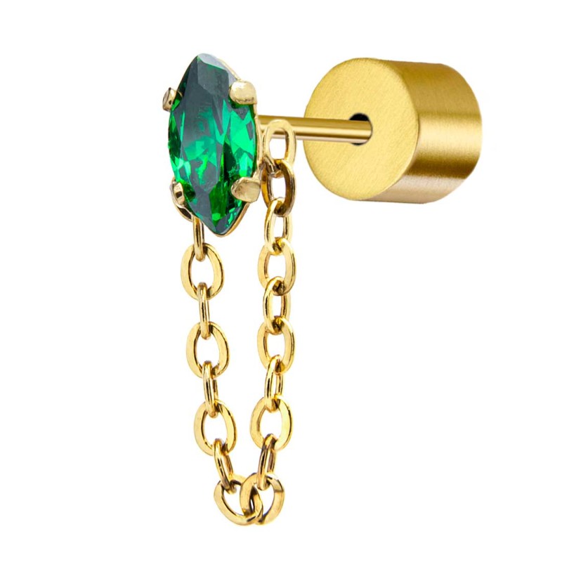 Orecchino a lobo con zircone e catena cross - Desidero