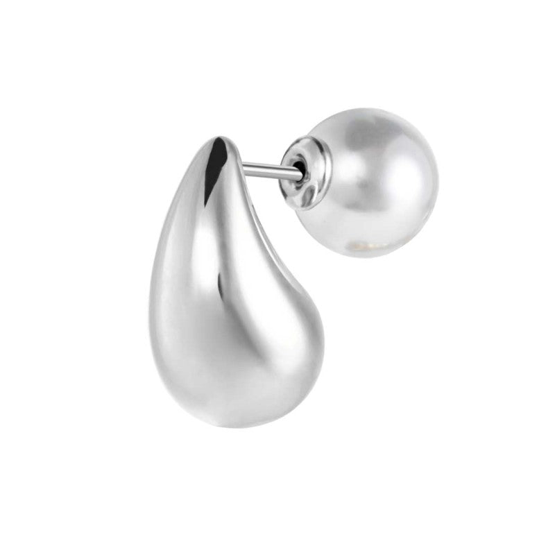 Orecchino a lobo goccia 1,8 cm con chiusura perla