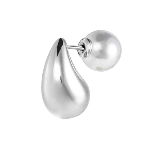 Orecchino a lobo goccia 1,8 cm con chiusura perla