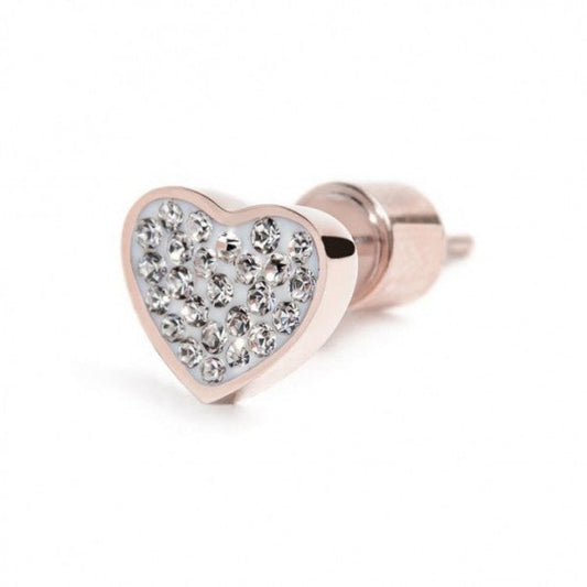 15OR017R-W ORECCHINO CUORE CON CRISTALLI