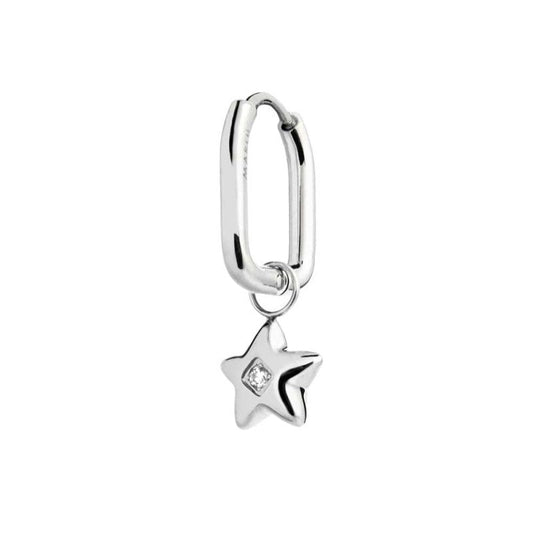 Orecchino ovale con stella pendente con zircone