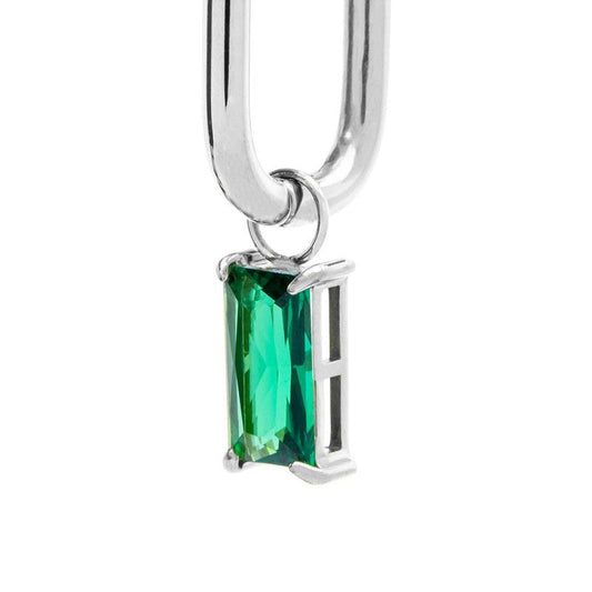 Orecchino ovale con zircone baguette - Desidero
