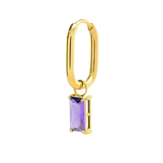 Orecchino ovale con zircone baguette - Desidero