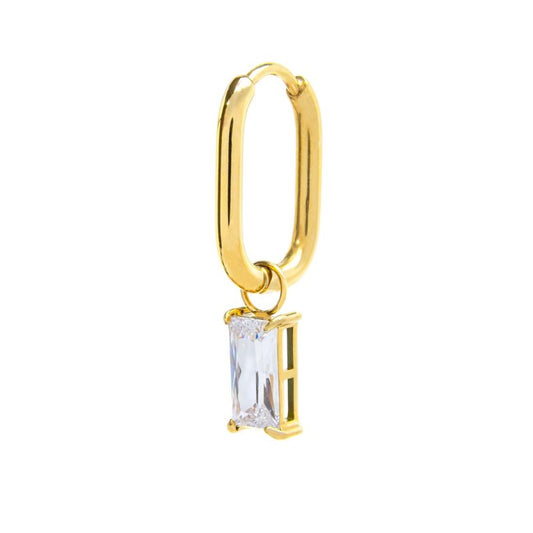 Orecchino ovale con zircone baguette - Desidero