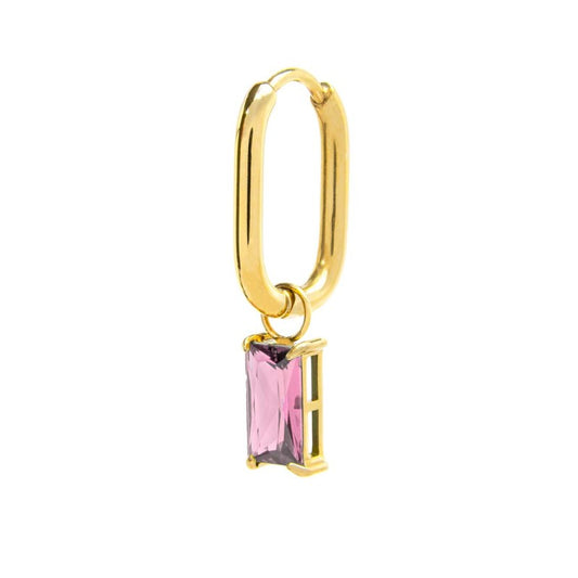 Orecchino ovale con zircone baguette - Desidero
