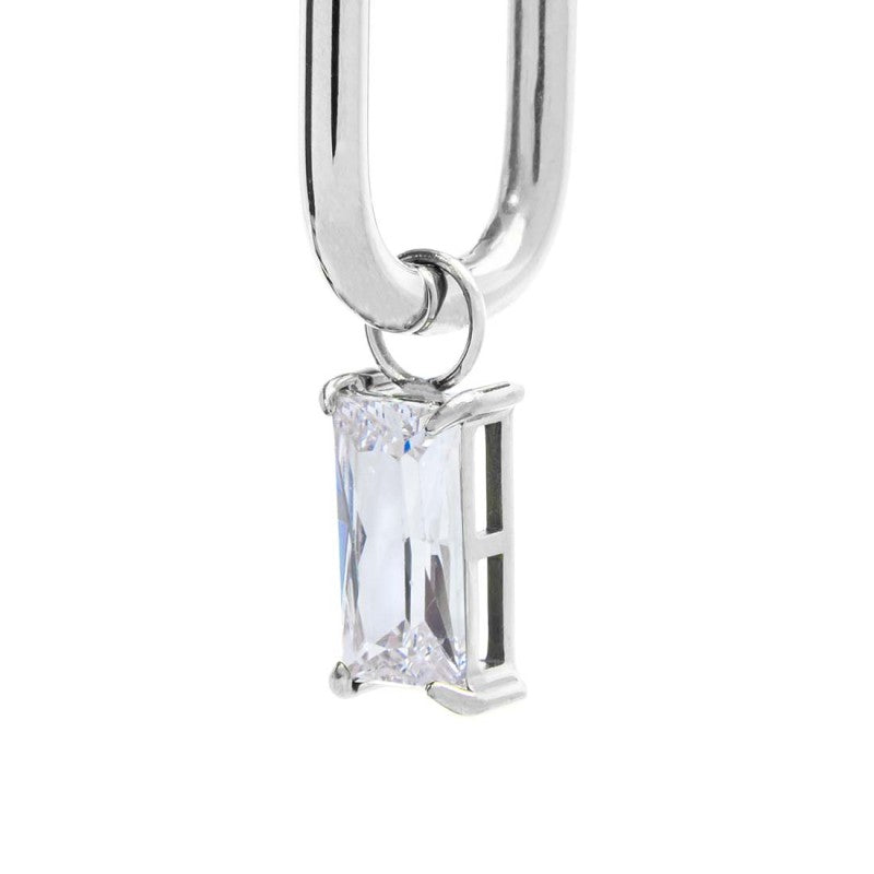 Orecchino ovale con zircone baguette - Desidero