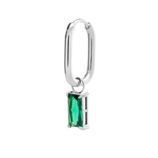 Orecchino ovale con zircone baguette - Desidero