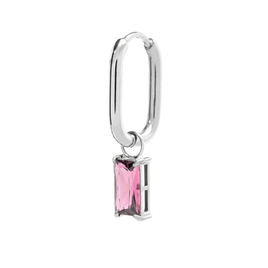 Orecchino ovale con zircone baguette - Desidero