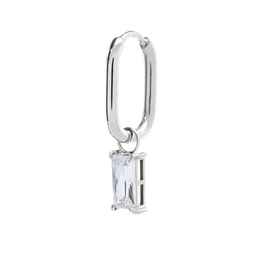 Orecchino ovale con zircone baguette - Desidero