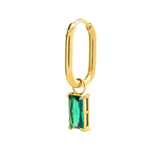 Orecchino ovale con zircone baguette - Desidero