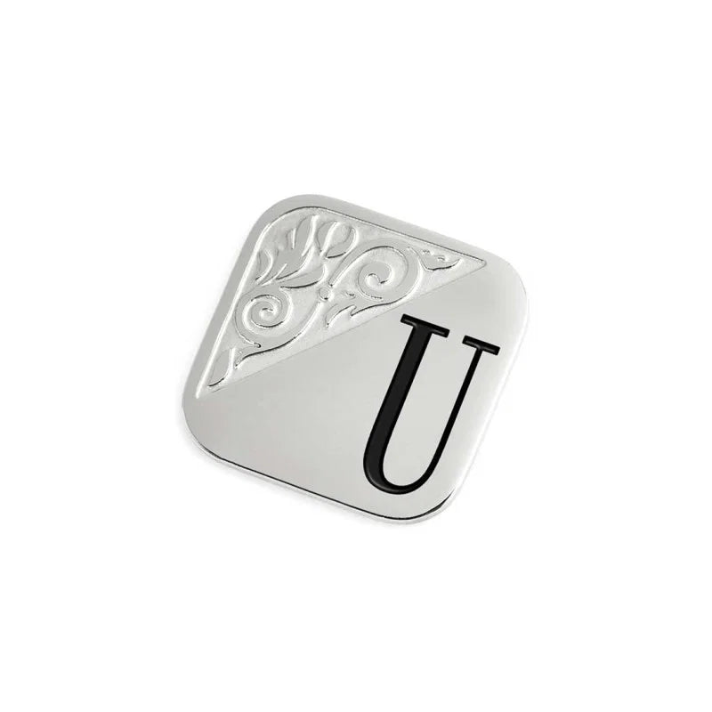 PIASTRINA QUADRATA CON LETTERA U PER ANELLO CHANGY