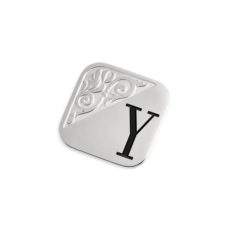 PIASTRINA QUADRATA CON LETTERA Y PER ANELLO CHANGY