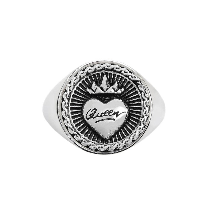 Piastrina tonda cuore e corona queen changy