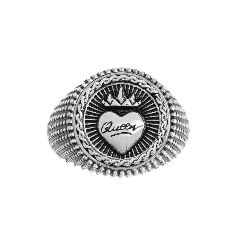 Piastrina tonda cuore e corona queen changy